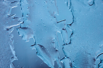 Iced window glass, fragment, ultra macro photography.