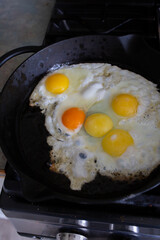 Frying eggs in a cast iron frying pan