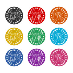 Summer camp icon isolated on white background, color set