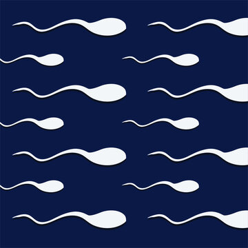 Sperm Seamless Pattern Male Sperm, Fertilization Background, Stock Vector