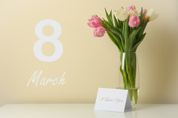 Women's day or 8 march composition with text