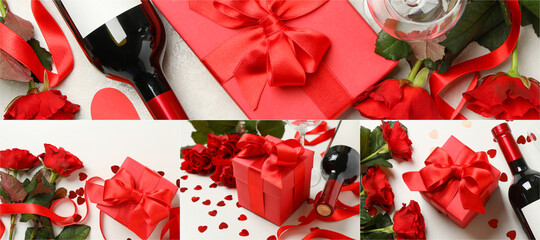 Beautiful Happy Valentine Day collage with text