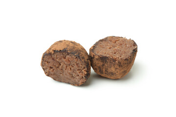 Halves sweet truffle isolated on white background