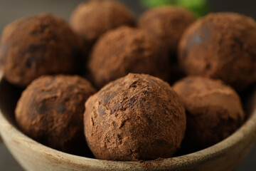 Concept of sweets with truffles, close up