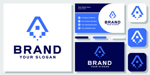 Initial Letter A Digital Technology Innovation Startup Modern Logo Design with Business Card Template