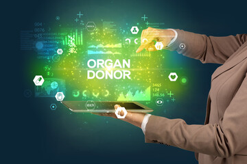 Close-up of a touchscreen with medical inscription