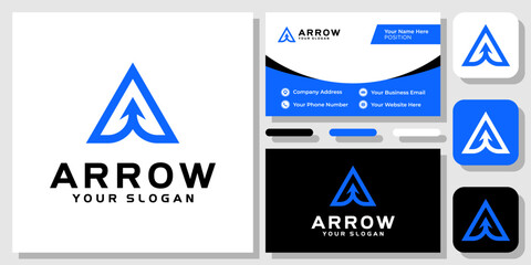 Initial Letter A Triangle Arrow Up Success Growth Abstract Logo Design with Business Card Template