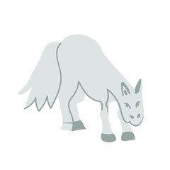 Vector black,white,gray horse on white isolated background. Monochrome illustration animal doodle style hand drawn. Designs for postcards, social media, posters, prints,invitations,t-shirts,packages.