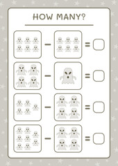 How many Ghost, game for children. Vector illustration, printable worksheet