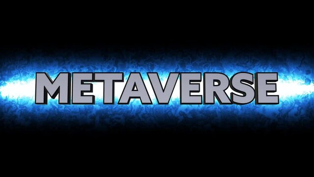 3D Metaverse graphic over blue glowing background