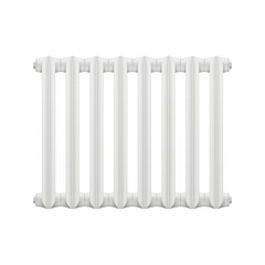 Realistic section of a cast-iron radiator on a white background. Vector illustration.