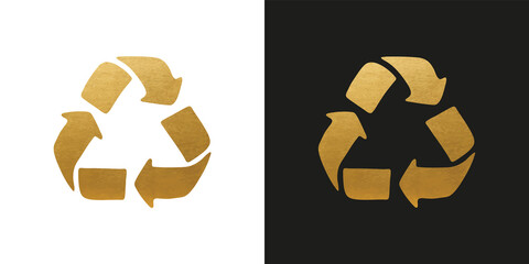 Golden Recycle Icon - Vector Symbol - 473945572