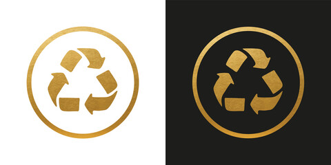 Golden Recycle Icon - Vector Symbol