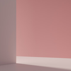 3d render image of pink and white color empty space podium for product advertisement
