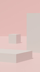 3d render image of pink and white color empty space podium for product advertisement