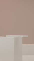 3d render image of brown and cream color empty space podium for product advertisement