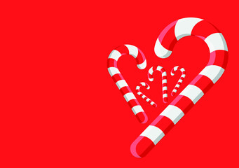 vector striped candy. flat image of christmas red and white candy