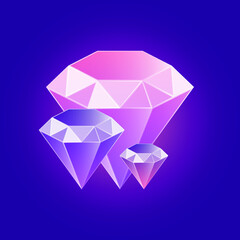gemstone vector. flat image of faceted gemstone on purple background