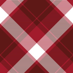 Seamless plaid pattern in burgundy and white. All over diagonal fabric print.  - 473950794
