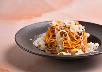 Italian Spaghetti Bolognese with Parmesan cheese