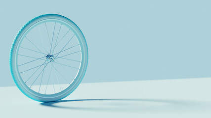 Roue de vélo bleue. - obrazy, fototapety, plakaty