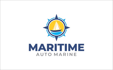 Illustration vector graphic of ship and boat concept logo design template