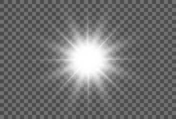 Bright beautiful star.Vector illustration of a light effect on a transparent background.	

