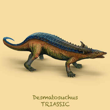 Desmatosuchus TRIASSIC. A collection of various dinosaurs and reptiles that lived during the Triassic Period of Earth's history
