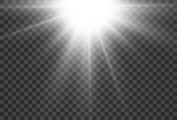 Bright beautiful star.Vector illustration of a light effect on a transparent background.	
