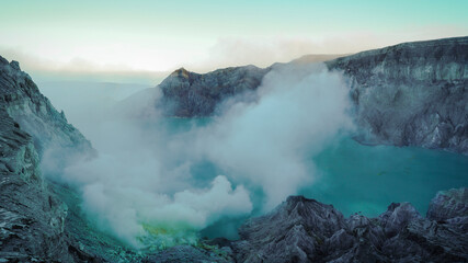 Beautiful Ijen crater from the top of mountain