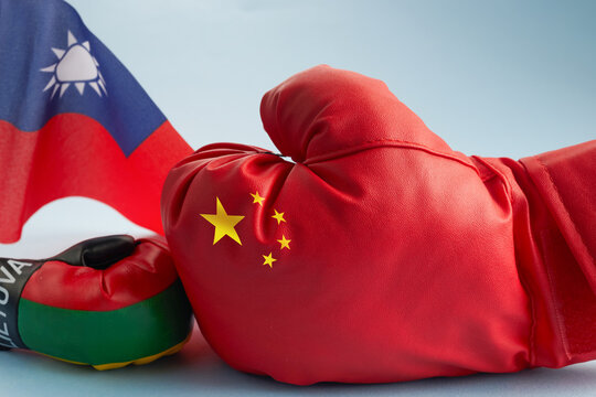 Concept Of Trade War. China Lithuania Politics Relationship Partnership Divided Conflicts Concept.