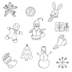 new year's winter set December, January, February, Christmas for decoration