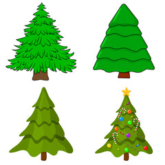 Christmas tree set, vector illustration. Can be used for greeting card, invitation, banner, web design.