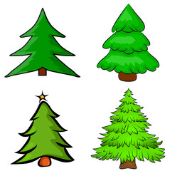 Christmas tree set, vector illustration. Can be used for greeting card, invitation, banner, web design.