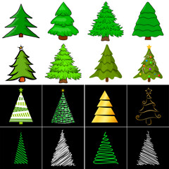 Fototapeta premium Christmas tree set, vector illustration. Can be used for greeting card, invitation, banner, web design.