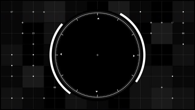 照準を合わせる。ヘッドアップディスプレイ背景動画素材。白黒ver。