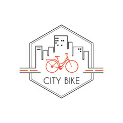 Bicycle flat icon, ecological transport outline logo, city bike transport business concept.