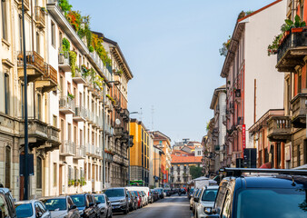 Straat in de stad Milaan, Italië