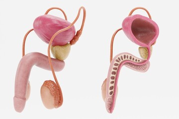 Realistic 3D Render of Male Reproductive System