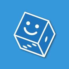 Vector linear icon of cartoon smiling dice