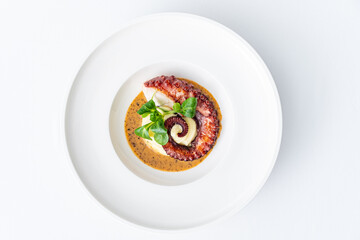 octopus with mashed potato  and sauce