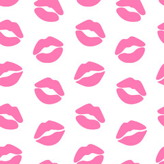 Seamless pattern pink lips silhouettes vector illustration	