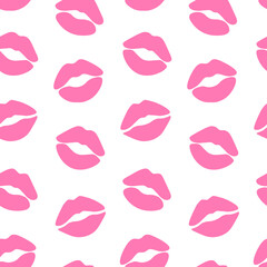Seamless pattern pink lips silhouettes vector illustration	