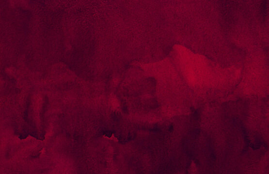 Watercolor deep red background texture. Watercolor abstract dark red backdrop. Horizontal template. Ink texture. There is blank place for text. Textures design art work or product.