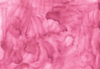 Watercolor fuchsia background texture painting. Vintage watercolor liquid pink-red color backdrop. Stains on paper. Ink texture. There is blank place for text. textures design art work or product.