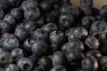 Closeup of blueberries on the table.