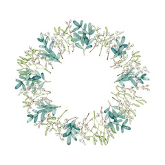 Watercolor Christmas holiday wreaths hand drawn clip art