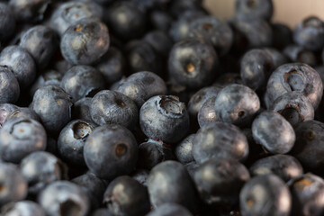 Closeup of blueberries on the table.