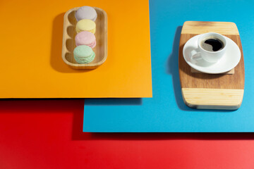 Black espresso coffee in a cup on the background