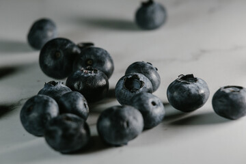 Closeup of blueberries on the table.